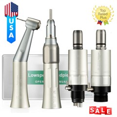 US Dental Slow Low Speed Handpiece Straight Contra Angle Air Motor 4 Holes
