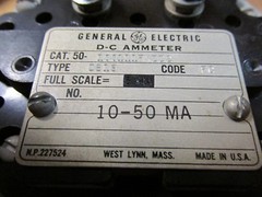 General Electric 50-100111FXZZ2 D-C Ammeter 0-1400PSIG Type DB18 10-50MA Code FC
