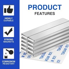 Strong Magnet Strips Heavy Duty – Rare Earth Magnets with Adhesive – Pack of 6