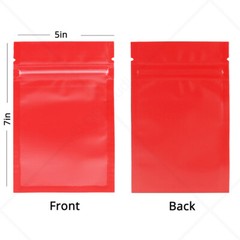 5x7in Matte Red Foil Mylar Flat Zip Lock Pouch Bag w/ Clear Front & Machine