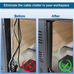 Cable Management J Channel Under Desk – Easy Installation, Black