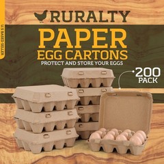 Ruralty Recycled Cardboard Egg Cartons 200ct Dozen 4×3 Vintage Bulk Egg Cartons