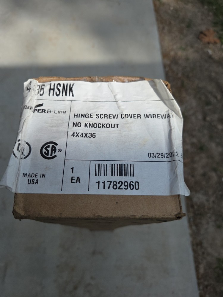 Cooper 4436HSNK Hinge Screw Wire Way no Knockout 4x4x36