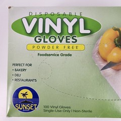 Sunset Vinyl Gloves Large Powder-Free Foodservice Disposable (100-Count Box)