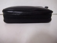 Vintage FRANKLIN COVEY Black Genuine Leather Compact full zip folder