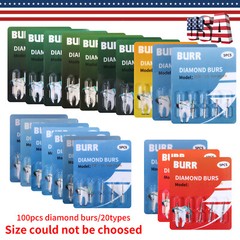 US 100pcs Dental Diamond Burs Kit for High Speed Handpiece Medium FG 1.6MM