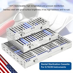 DENTAL AUTOCLAVE STERILIZATION CASSETTE RACK BOX FOR 5 10 20 INSTRUMENT-BLUE