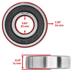 Caltric 63/22-2RS 63/22-2RR9D Rubber Seal Ball Bearings 22x56x16 / 63/22 2RS