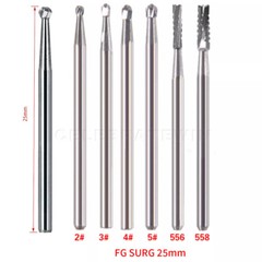 1-10 Dental Surgical Burs 25mm SL Round 4 6 2 557 701 702 Carbide Bur High Speed