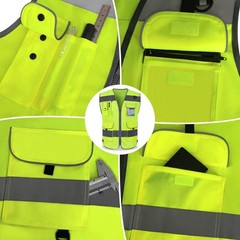 TCCFCCT Safety Vest for Men Women 9 Pockets High Visibility Vest for Safety, …