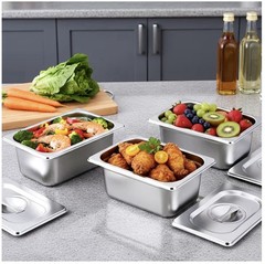 Choice 10 Pk 1/9 Size Stainless Steel Pan Lids with Handle, Table Pan Covers