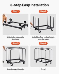 Reinforced Steel Drywall Dolly 1800lb Load 5in Wheels for Construction Sites