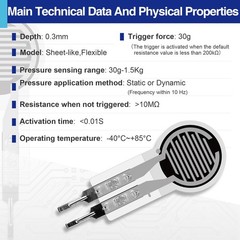4PcsThin Film Pressure Sensor 0.4 mm 20g2Kg Force Sensitivity Resistor Sensor…