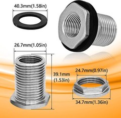 SS304 Stainless Steel Bulkhead Fitting 1/2″ NPT Female 3/4″ GHT Male Garden Hose