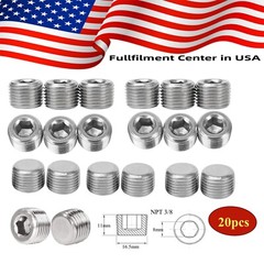 20PCS 3/8″ NPT stainless steel Pipe Plug Male Thread Internal Hex Socket Fitting