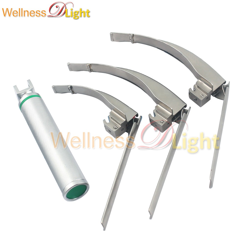 Wdl Mccoy Flexi-tip Fiberoptic Led Laryngoscope Set Blade #2 #3 #4 Medium Handle