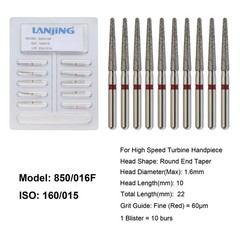 Dental Round End Taper Diamond Burs Fine Grit High Speed Diamond Bur FG 850/016F
