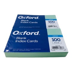 Green Index Cards 2 Packs Oxford Blank Unruled 3″ x 5″ 100 Cards per Pack