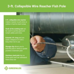 FP3 Collapsible 3′ Cable Grabbing and Reaching Fish Pole, Extra Reach Wire Pu…