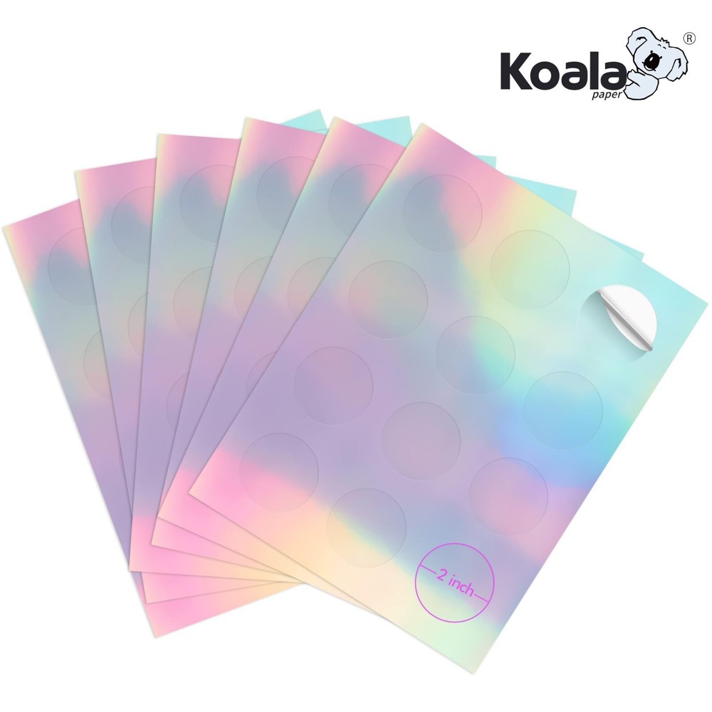Lot 60-480 Koala Holographic Round Label 2″ Vinyl Sticker Paper for Inkjet Laser
