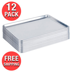 (12-Pack) Wholesale Full Size 19-Gauge 18″ x 26″ Aluminum Bun Sheet Pan Tray