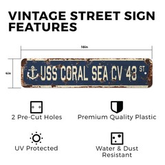 USS CORAL SEA CV 43 Vintage Style Street Sign us navy ship veteran sailor gift