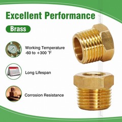 1/4 Inch Female to 1/2 Inch Male NPT Brass Reducer Bushing Adapter 4 Pack