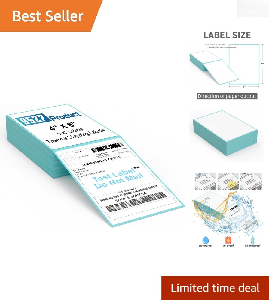 4″ x 6″ Direct Thermal Shipping Labels – 100 Count Fanfold with Strong Adhesive