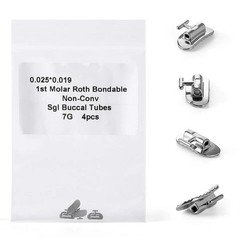 4 Pcs/Pack Dental Buccal Tube Orthodontic Bondable Roth 1st Molar Non-conv 0.025