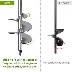 18″ Heavy-Duty Ground Anchors Screw in, 3″ Wide Spiral Earth Anchors for Swing S