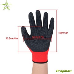 12 Pairs Pack Crinkle Latex Rubber Hand Coated Safety Work Gloves (M-Size)