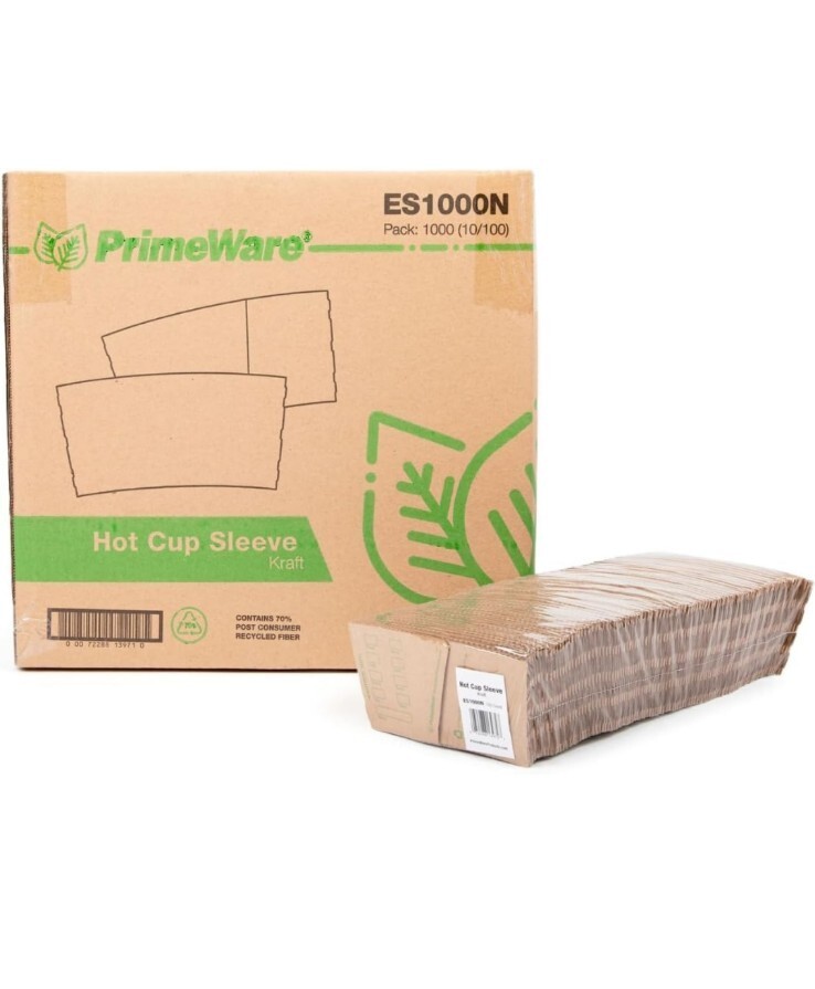 10 Packs of 100 Disposables Kraft Paper Hot Coffee Cup Sleeves, Case of 1000