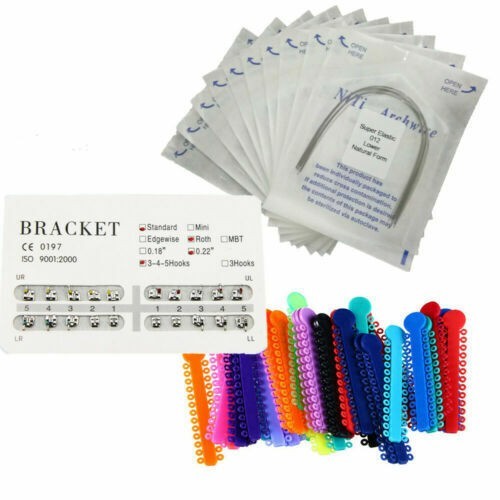 Orthodontic KIT Include Brackets Elastomeric Ligature Ties and 10 bag of Wires