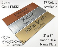 NAME PLATE SIGN FOR OFFICE DESK OR DOOR CUSTOM PERSONALIZED ENGRAVED 2″ X 8″