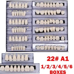 1-6 Box Dental Acrylic Resin Denture 22# A1 Full Set Teeth Upper Lower Shade US