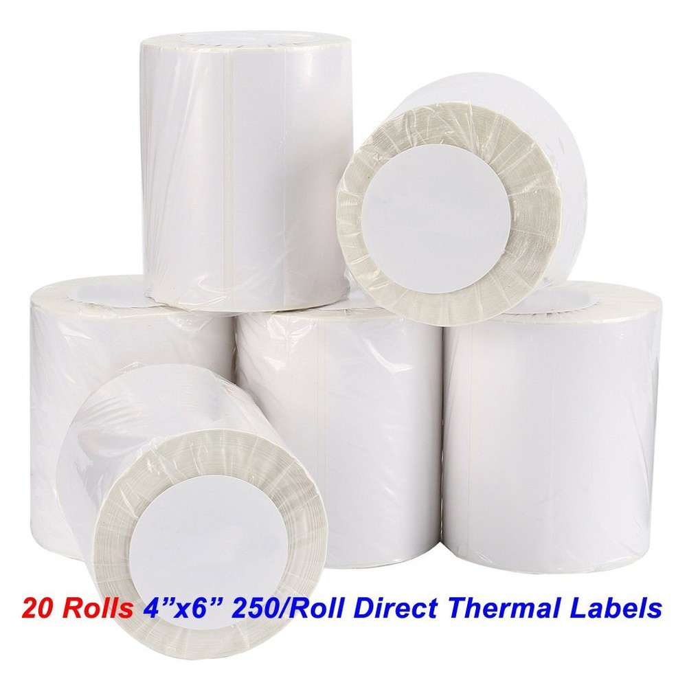 20 Rolls Direct Thermal Shipping Labels 250/Roll 4×6 For Zebra 2844 ZP450 Eltron