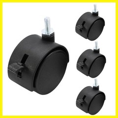 4pcs 2 Inch Swivel Caster Wheels, with Brake, Heavy Duty Casters, Black Nylon…