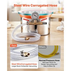 Uimoso 1.5Gal Stainless Steel Vacuum Chamber with Tempered Glass Lid Degassing