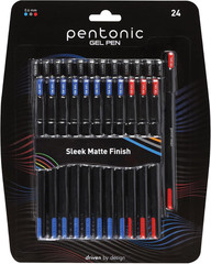 Gel Pens, 24 Count, Assorted Colored Ink (12 Black, 8 Blue, 4 Red), 0.6 Mm Fine