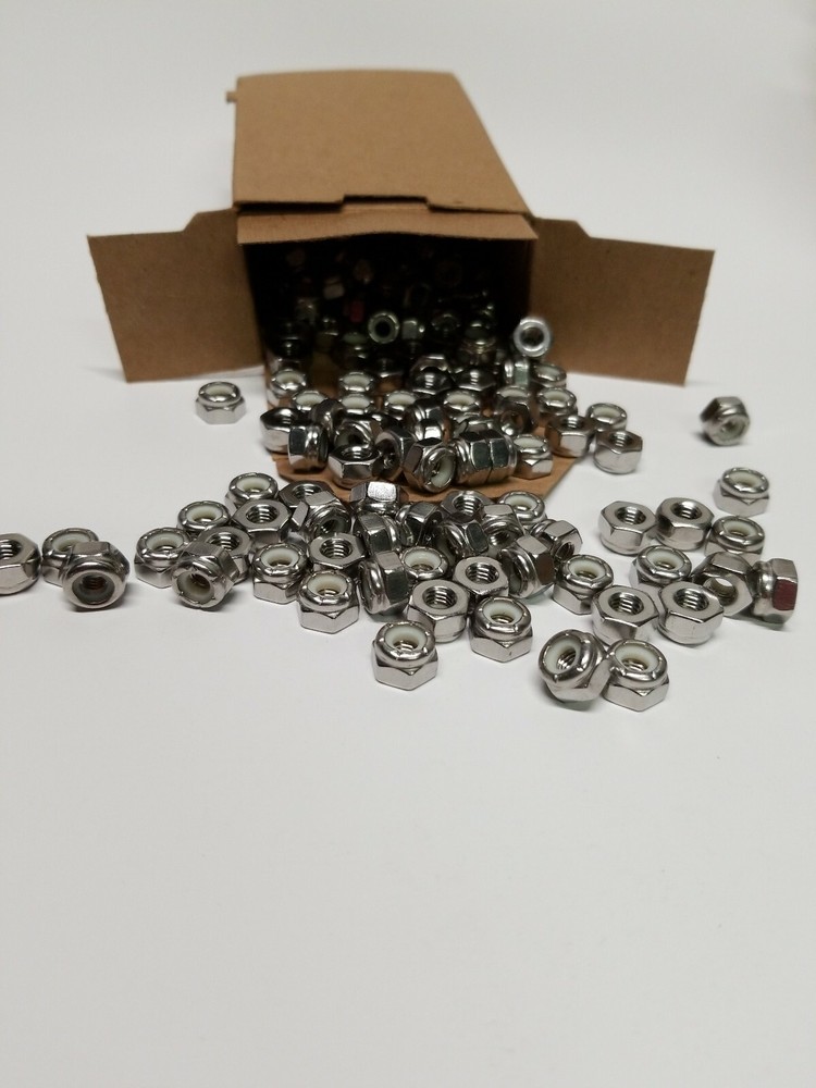 10-24 Stainless Nyloc (Nylon Insert Locknut) 18-8 S.S.(100 pieces) Free Ship.