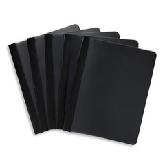 Blue Summit Supplies 25 Black Plastic Report Covers with Prongs, Black 3 Prong C