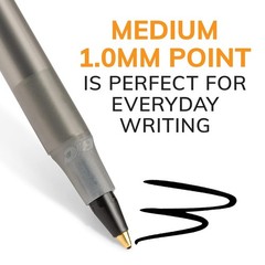 Round Stic Xtra Life Black Ballpoint Pens, 12Count, 1.0mm Medium Point