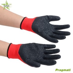 12 Pairs Pack Crinkle Latex Rubber Hand Coated Safety Work Gloves (M-Size)