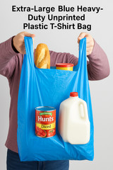 Bags Extra Large 18 x7x 32 .75 Mil Blue Heavy Duty T-Shirt Plastic Grocery Bags