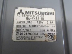 Mitsubishi HA-FH63-UL AC Servo Motor 3000 RPM 600W