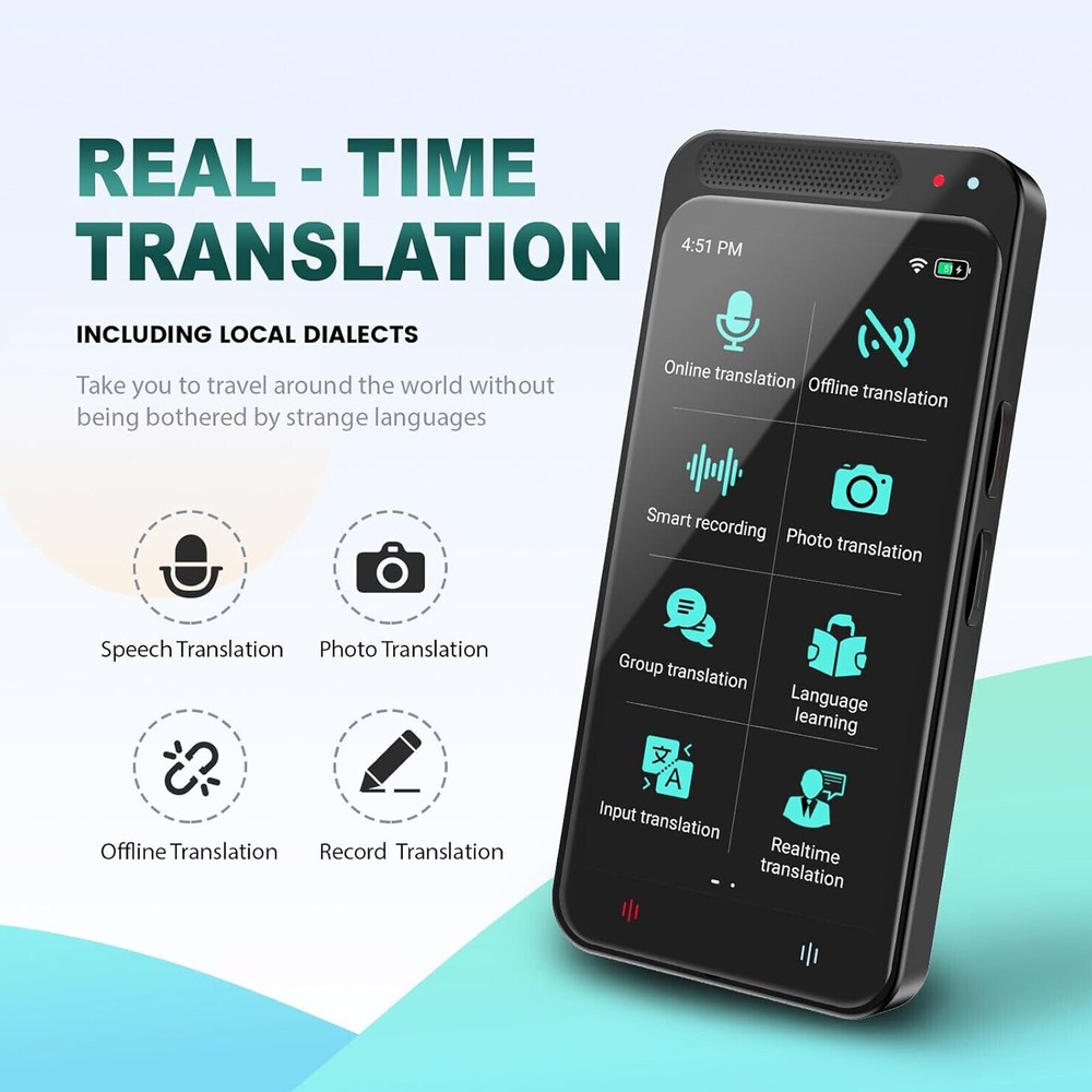 5.0″ touch Screen 138 Language Translator Two-Way Voice online offline translate