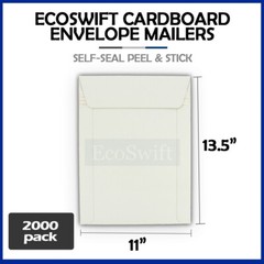 2000 – 11″ x 13.5″ EcoSwift White Photo Ship Flats Cardboard Envelope Mailers