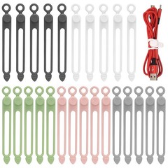 25 Pcs Silicone Cable 10.5*1.2*0.8 cm/4.13*0.47*0.3 inch, A-25pcs 5 Colors