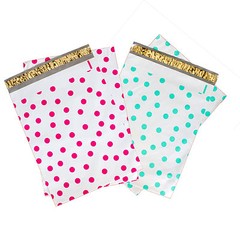Hot Pink,Teal,Purple,Blue Polka Dot Flat Poly Shipping Mailers 10×13, 6×9, 12×15