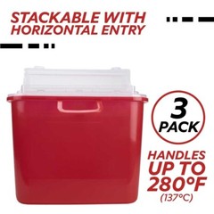 Medegen Sharps Container, Red 10.5″ X 3.5″ X 10.5″, Horizontal Entry, 3 Count
